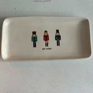 Rae Dunn Magenta Nut Cracker rectangular Bread Dessert Plate Collection